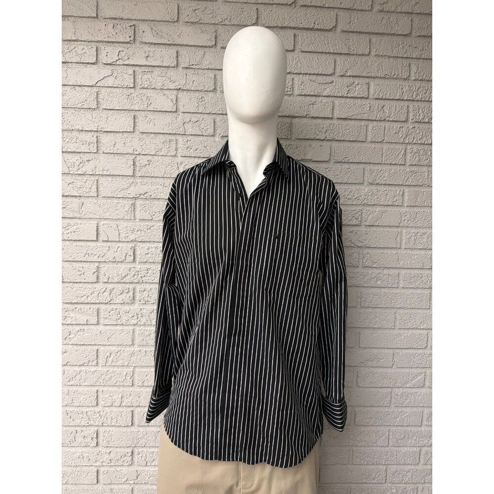 Stacy Adams Textured Black & White Striped Men’s Dress Shirt Size 15 1/2 32-33
